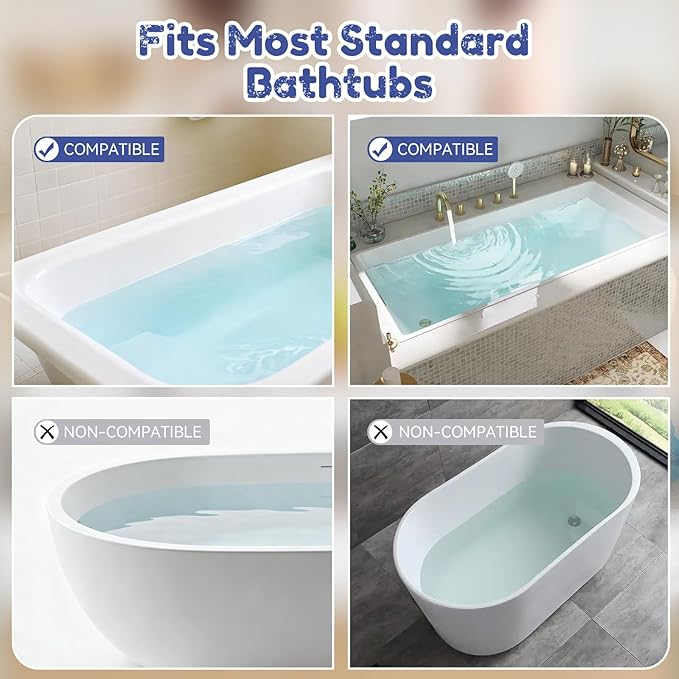 Splash Guard for Bathtub,Bathtub Organizer & Splash Guard ,Safe Bathroom Waterproof Cover,Longer Silicone tub Waterproof cover-31.4in,Practical Bath Accessory