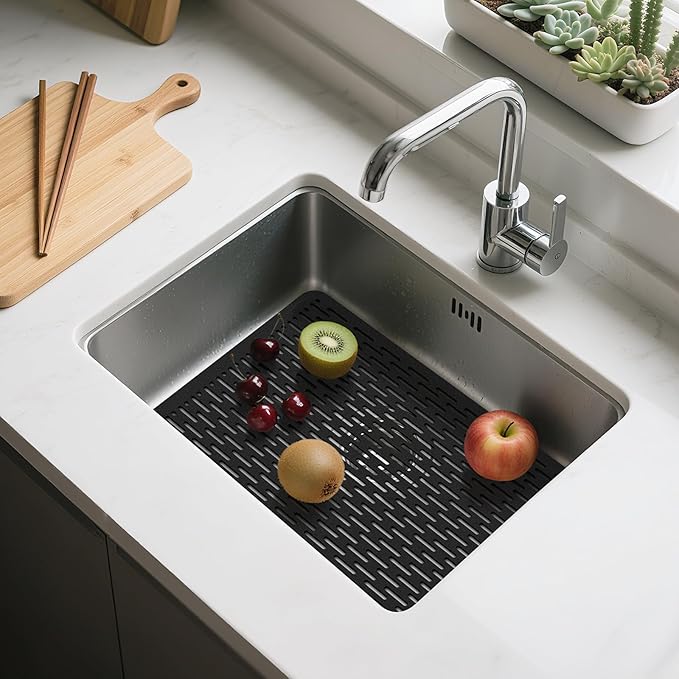 Yolife 2 Pack Kitchen Sink Mats,15.8inch x 12inch PVC Sink Protector Mat for Stainless Steel, Sink Drainer Mat Dish Drying Mat Protector Prevents Scratches,Dishes and Glassware