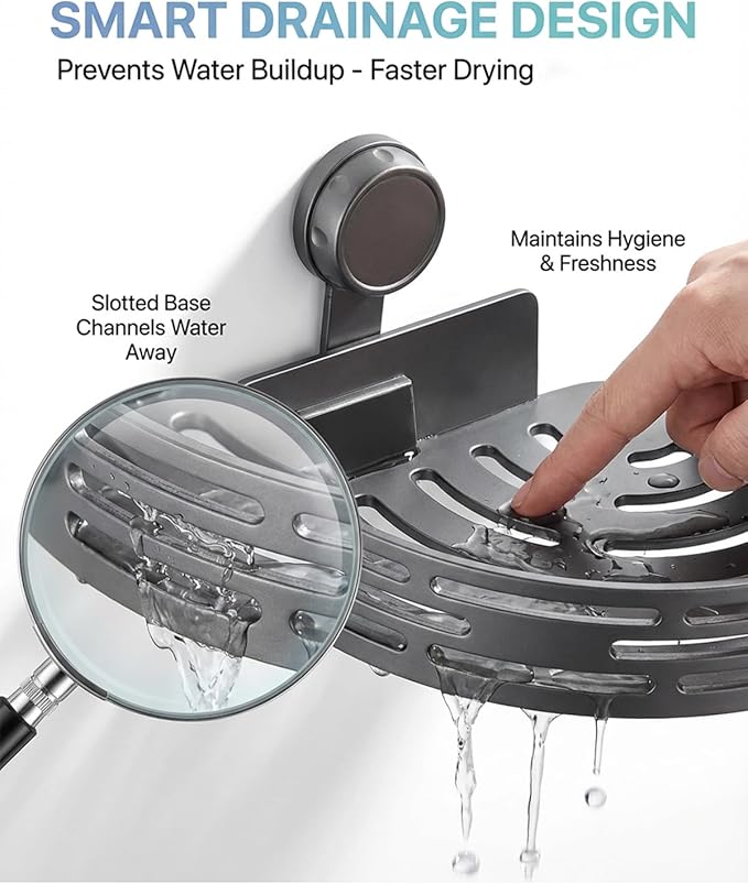 Suction Cup Corner Shower Shelf,No-Drill Bathroom Corner Shelf,Aluminum Wall Mounted Storage Rack Bathtub Shelf,For Bathroom Kitchen