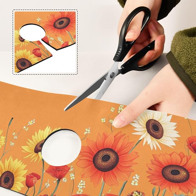 Cartoon Orange Sunflowers Poppy Kitchen Sink Splash Guard Faucet Mat Diatomite Absorbent Pad for Bathroom RV 14.7x5.4in 1PCS water