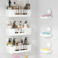Lifewit Suction Cup Shower Caddy + Soap Dish, Removable Large Basket and Bar Soap Holder for Inside Shower, NO-Drilling Bathroom Kitchen Organizers, 31 x 17 x 14 cm/12 x 5 x 7 inch, Set of 3