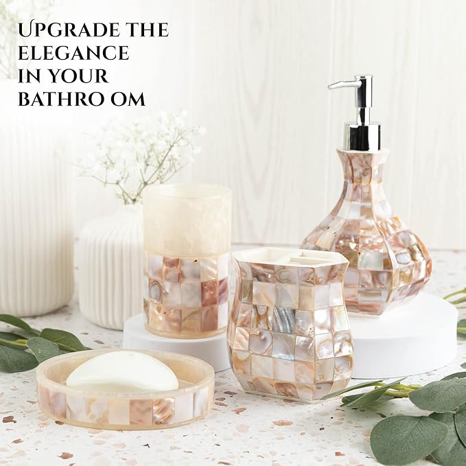 Milano Tissue Box Cover Rectangular - Decorative Tissue Box Holder Rectangular is Finished in Beautiful Mother of Pearl Shells - Durable Tissue Cover for Elegant Decor