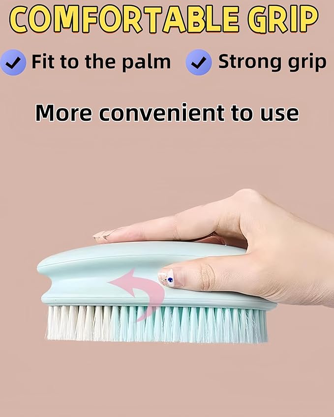2 Pack Soft Bristle Cleaning Scrub Brush Laundry Brush Scrubber Brush for Clothes, Carpet and Fabric Stain Removal, Scrubbing Brush with Ergonomic Handle (Blue)