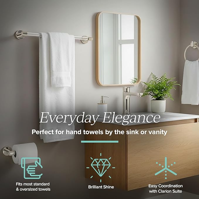 Gatco Clarion 24" L Towel Bar, Crystal-Clear Acrylic Polished Nickel