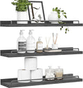 22 inches Long Floating Shelves, Bathroom Decor Shelves Over Toilet, Farmhouse Wall Shelves for Living Room, Bedroom, Picture Frames, Plants, Kitchen, Set of 3 (Black)