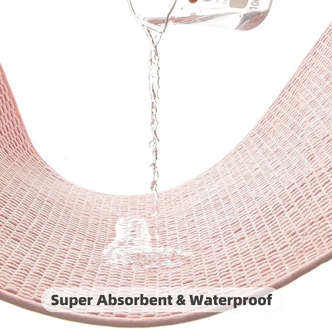 Bathroom Runner Rugs, Long Bath Mat Runner Washable Thin Quick Dry Low Pile Bathroom Runner Rugs Non Slip, Pink 16"x60"