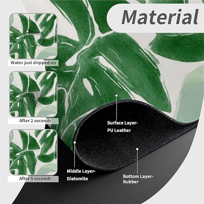 Kitchen Sink Splash Guard，Tortoise shell bamboo leaves Faucet Mat Sink Gadgets-Super Absorbent Fast Drying Mat Drip Catcher for Kitchen, Bathroom,Sink Mat, Dish Drying Mat, Bathroom(15" X 5.5" )