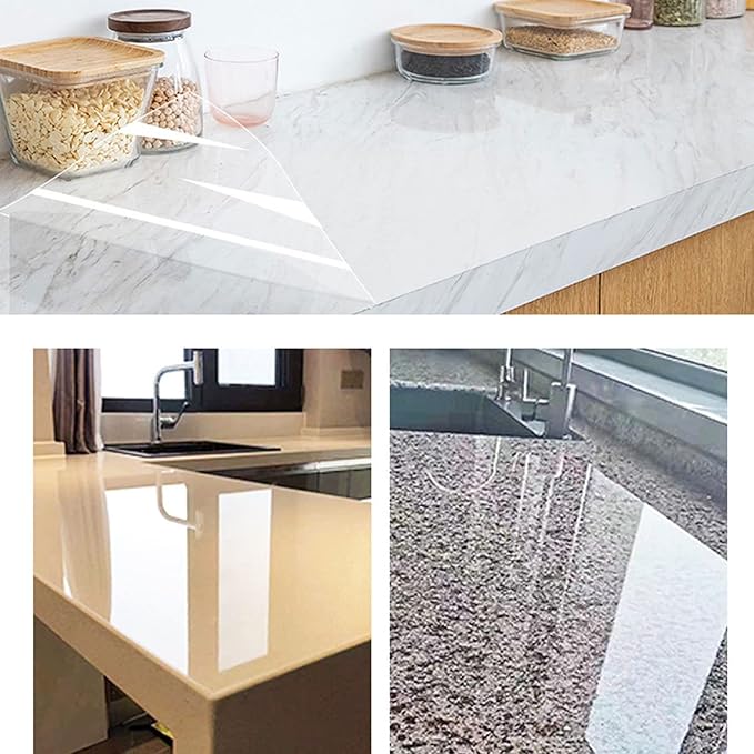 Snkxu Clear Contact Paper, Protection for Kitchen Backsplash Tiles, Cabinets, Walls, and Shelves. Waterproof and Oil-Proof Peel and Stick Covering(15.7X394 Inches)