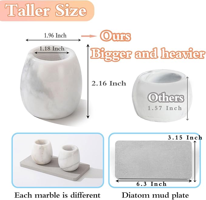 Electric Toothbrush Holder, Toothbrush Holders Travel Set with Tray and Bag, 2 Pcs Marble Electric Toothbrush Holder for Bathroom (White)