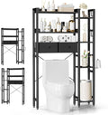 Housolution Over The Toilet Storage with 2 Drawers, 7 Tier Over Toilet Bathroom Organizer with Height Adjustable Shelves and Hooks, Space Saver Above Toilet for Bathroom/Restroom/Laundry, Black