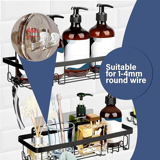 YOLOPLUS+ 8 Pack Shower Caddy Adhesive Hooks Replacement, Strong Sticker Hooks for Bathroom Shower Caddy Corner Shelf Basket Soap Dish Hanging Hooks, No Drilling Shower Kitchen Accessories