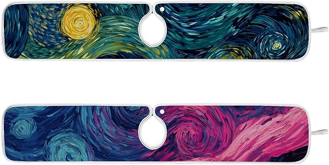 Sink Faucet Absorbing Mat Kitchen Sink Splash Guard Splash Faucet Drip Catcher for Bar RV Bathroom 2PCS 14.9x5.5in Starry Night Sky Swirling Neon Blue