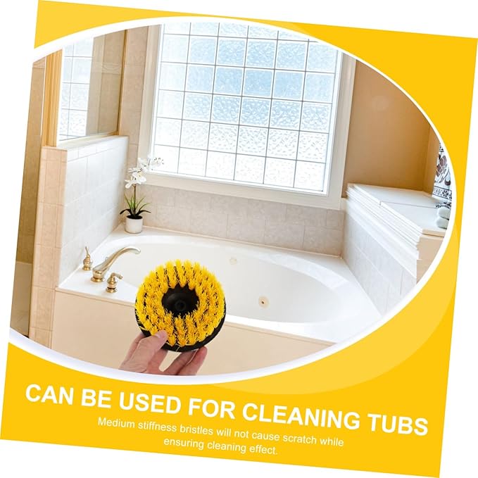 Electric Drill Brush Set 5-Inch Round Floor Cleaning Brush Heads Replacement for Kitchen Bathroom Grout Tile Portable Power Scrubber Attachment Tool for Home Cleaning