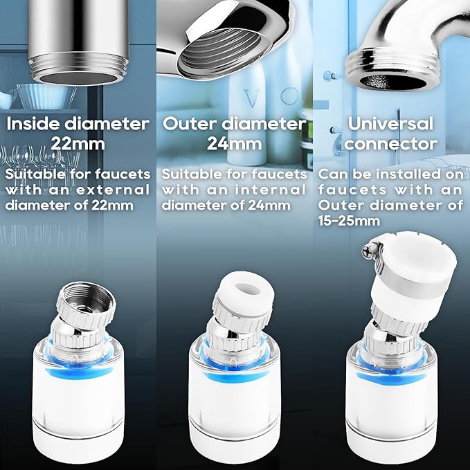 Rotating Faucet Extender Sink Aerator, Sink Filter Water Faucet, 360 ° Faucet Extender, With Universal Converter, Swivel Multifunctional Robotic Arm for Home Kitchen Bathroom - 2 Pcs