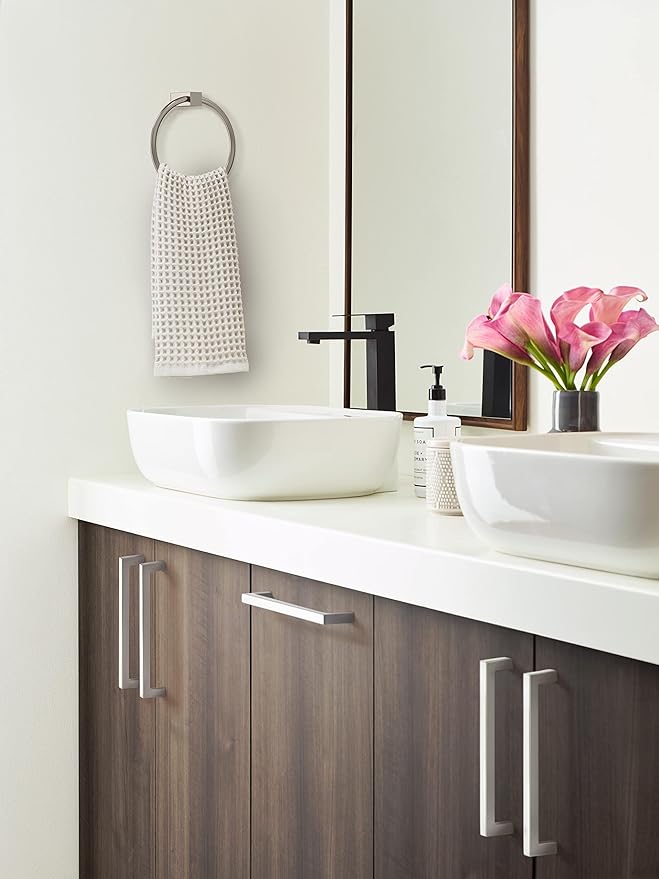 Amerock BH36082G10 | Brushed Nickel Towel Bar | 6-1/2 in (165 mm) Length Towel Holder | Monument | Hand Towel Holder for Bathroom Wall | Small Kitchen Towel Holder | Bath Accessories