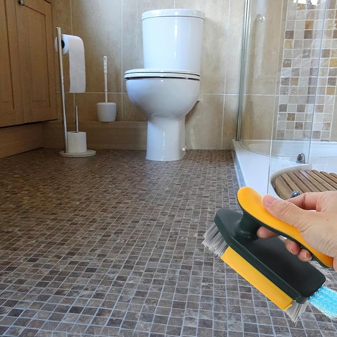 ERINGOGO Crevice Cleaning Brush for Bathroom and Toilet, Yellow-Green Gap Scrub Brush with Hard Bristles for Sink, Floor, and Wall Corner Cleaning, 1pcs Household Scrubbing Tool