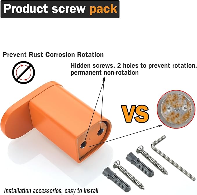 RANDOM Orange Towel Hooks for Bathrooms Round Shower Hooks SUS304 Stainless Steel Wall Mount Coat Hooks.RD-96026-8HOR