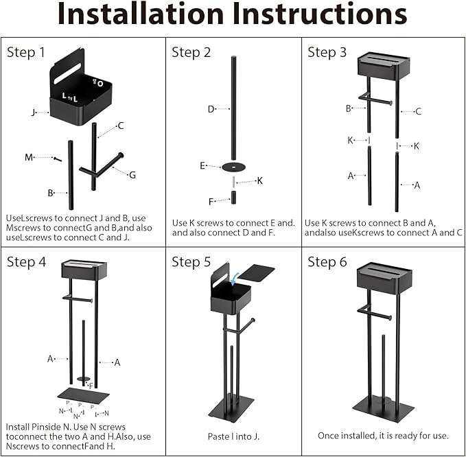 Toilet Paper Holder Free Standing - Toilet Paper Stand with Shelf - Storage for 4 Rolls- Bathroom Organizers, No Drill, for Large Toilet Rolls, 29.7 inch*12.6 inch (Matte Black)