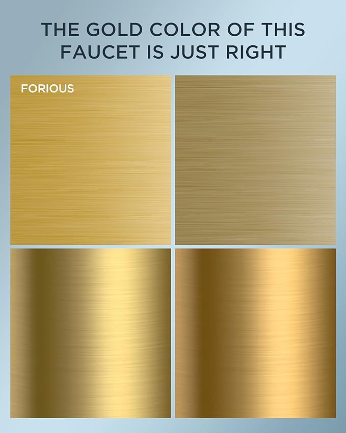 FORIOUS Gold Bathroom Faucet Centerset 4 in, 2 Handle Centerset Bathroom Sink Faucet Brushed Gold 2 Hole, with Metal Pop Up Drain, 24 in CUPC Supply Lines, for Vanity Sink Remodel