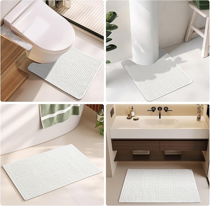 Large Bathroom Rugs Non Slip Washable Bath Rugs Super Absorbent Bathroom Rug Thin Quick Dry Low Pile Bath Mats, White 36"x48"