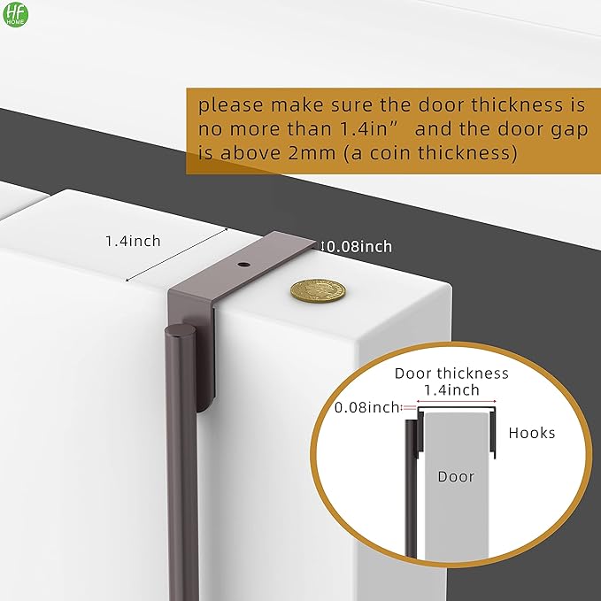 HFHOME 2Packs Over The Door Double Hanger Hooks, Metal Twin Hooks Organizer for Hanging Coats, Hats, Robes, Towels- Brown