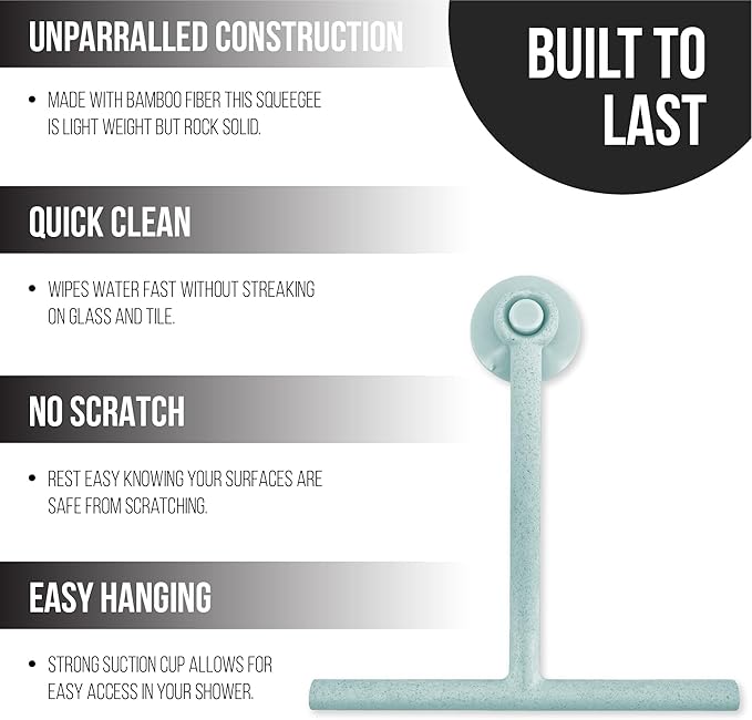 Splash Home Jasmine Bamboo Fiber Shower Squeegee, Blue