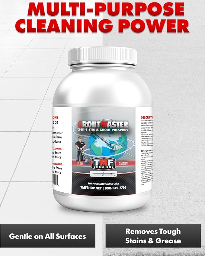 GroutMaster Tile & Grout Cleaner – Fast-Dissolving Powdered Solution for Deep Cleaning Concrete Stains, Grease, & Tough Stains, Ideal for Residential & Commercial Use, 6.5 lbs