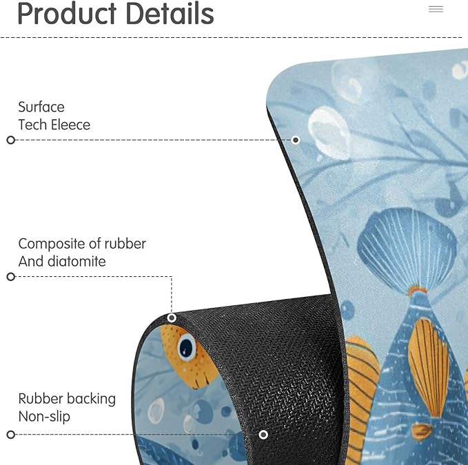 Blue Tropical Fish Bubbles Kitchen Sink Splash Guard Faucet Mat Diatomite Absorbent Pad for Bathroom RV 14.7x5.4in 2PCS water