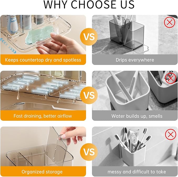 Electric Toothbrush Holder，Toothbrush and Toothpaste Holder for Bathroom,5 Slots Toothbrush Organizer with Adjustable Dividers for Bathroom/Kitchen/Office/Kids