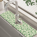 Vintage Groovy Flowers Sink Faucet Absorbing Mat Splash Guard Behind Faucet Sink Mat Absorbent Fast Drying Faucet Draining Mat for Bathroom Kitchen 5.5"×24"