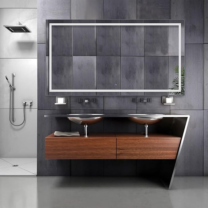 Krugg | Large 66 Inch X 36 Inch LED Bathroom Mirror | Lighted Vanity Mirror Includes Dimmer & Defogger | Wall Mount Vertical or Horizontal Installation