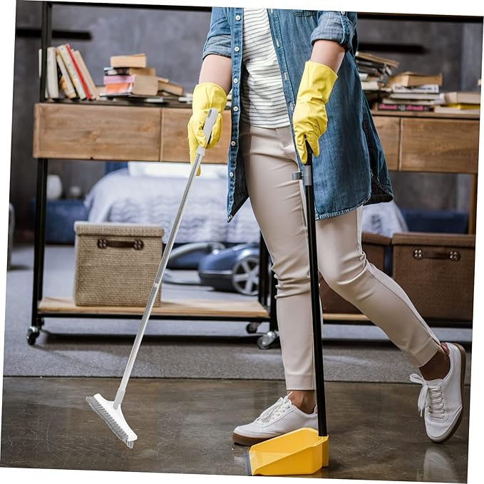 SECFOU Upgraded Dual-Sided Crevice Cleaning Brush for Shower Room and Bathroom Long Handle Scrubber for Grout Tiles and Corners and Practical Floor Brush for Easy Cleaning