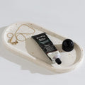 Jewelry Tray Bathtub, Resin Stone Look Decorative Perfume Tray, Bathroom Marble Vanity Organizer Plate Holder for Ring Soap Towel Small Things on Kitchen Sink Countertop (Off White, Large)
