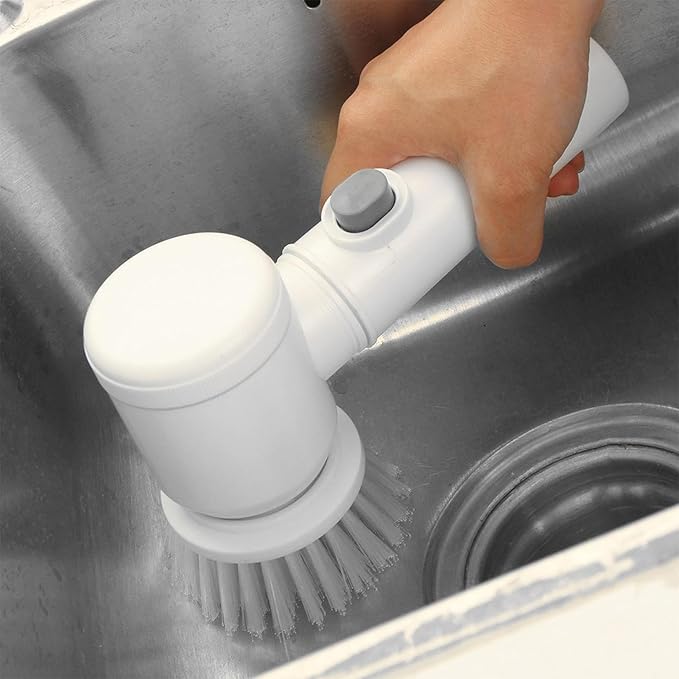 Electric Spin Scrubber, Electric Cleaning Brush with 6 Replaceable Brush Heads, USB Charging Electric Spin Scrubbers with 360° Rotation, Portable Electric Scrubbers Cordless for Kitchen, Bathroom