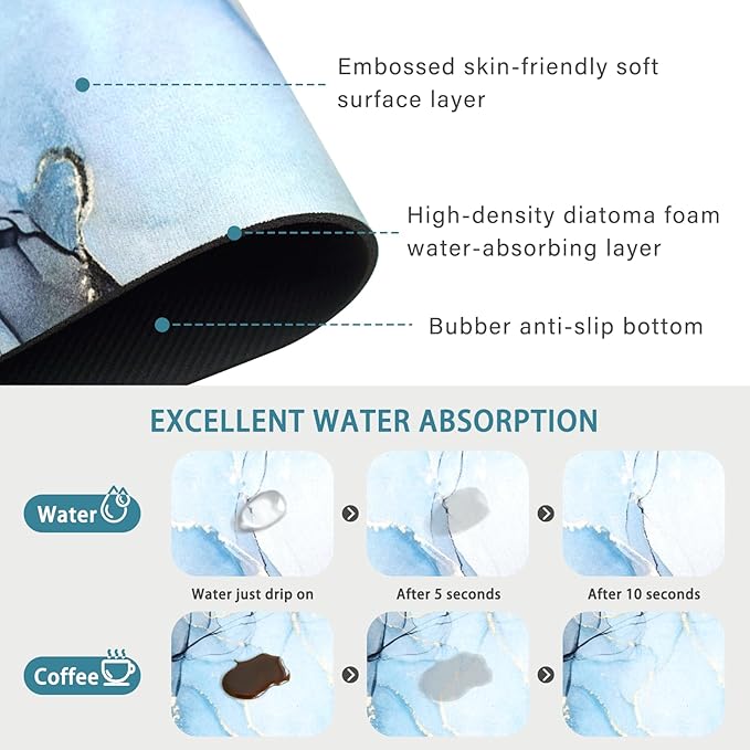 19.5" x 12" Dish Drying Mat & 24" x 5.5" Sink Splash Guard, Super Absorbent Drainer Rack Mat for Kitchen Counter Coffee Bar