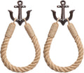 2 Pcs Nautical Toilet Paper Holder Rustic-Industrial Wall-Mounted Nautical Toilet Paper Towel Ring with Metal Hook for Bathroom Decor(Brown+Brown)