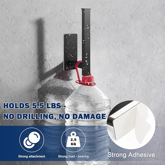 NearMoon Toilet Paper Holder Self Adhesive, Premium Thick SUS304 Stainless Steel Square Rustproof Toilet Roll Holder no Drilling for Bathroom, Kitchen, Washroom (Matte Black)