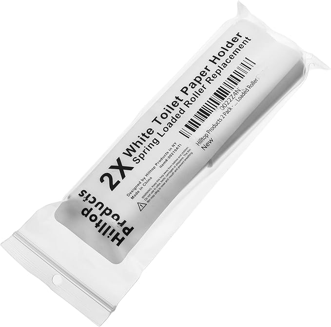 2 Pack - White Toilet Paper Holder Spring Loaded Roller Replacement Rod