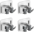 Mop and Broom Rack, Used for Hanging and organizing Tube-Shaped Tools Such as mops and Brooms, with Hooks, Elegantly Releasing Space, Suitable for bathrooms, Kitchens, Offices, etc (Silver)