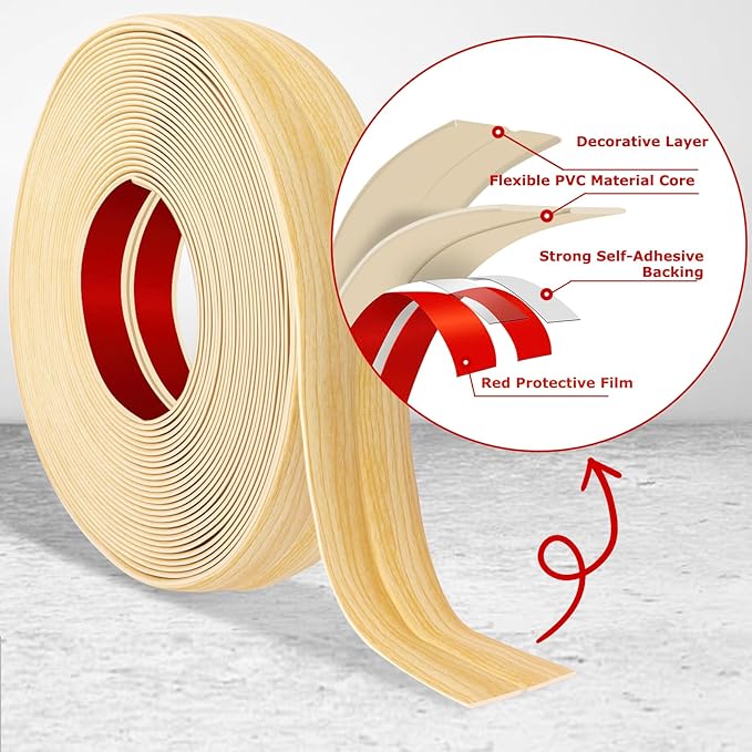 Flexible Wall Corner Protector Moulding Trim Peel and Stick Wall Corner Guards Edge Protector Self Adhesive Molding Trim Strip for Edge Ceiling (Original Wood Grain, 0.8 in x 20 Ft)
