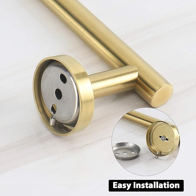NearMoon Bath Towel Bar, Thicken Stainless Steel Shower Towel Rack Holder Wall Mounted for Bathroom, 33-lnch Overall Length-30-lnch Usable Hanging Space (1 Pack, Brushed Gold)