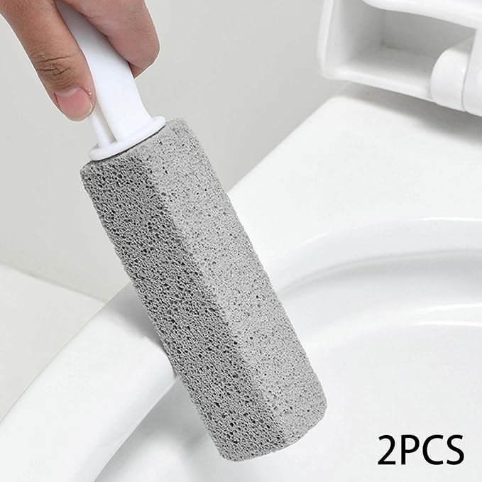 Pumice Toilet Brush, Hard Watermark Remover Cleaning Stone, Suitable for Tile Grout Rust Grill Toilet Bowls (2pcs)