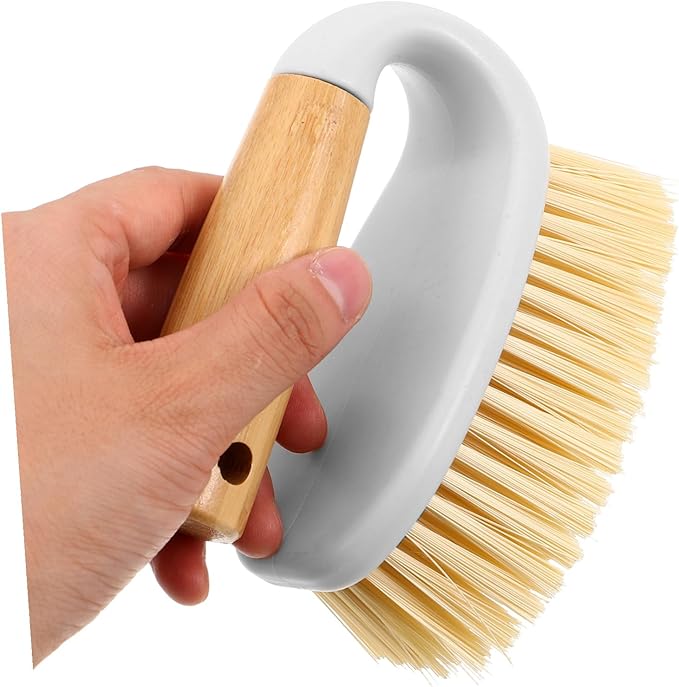 Wooden Handle Scrub Brush for Tile Grout and Floor Cleaning Stiff Bristle Utility Hand Brush for Bathroom Kitchen and Household Use Lightweight and Ergonomic Design for Tight
