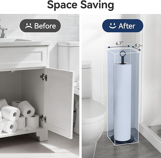 Toilet Paper Holder Stand - with Reserve Function, Free-Standing Toilet Paper Storage Holder, Stainless Steel