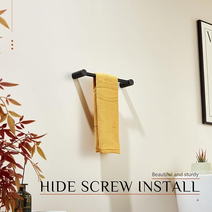 KOKOSIRI Towel Bars Matte Black 12-Inch Hand Towel Holder for Bathroom Wall Rack T-304 Stainless Steel Bathroom Accessories Wall Mounted, B4007BK-L12