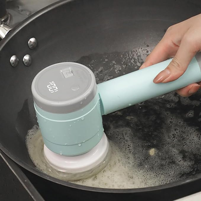 Electric Cleaning Brush - Electric Toilet Brush | Electric Cleaning Brush with Replaceable Brush Heads, Bath Mop Set, Foldable and Rechargeable Cleaning Tool