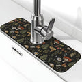 Vintage Magic Witch Mushroom Fern Witchcraft Kitchen Sink Splash Guard Faucet Mat Super Absorbent Fast Drying Mat Sink Gadgets-Fast Drying Pad Sink Mat For Kitchen Bathroom (15" X 5.5" )