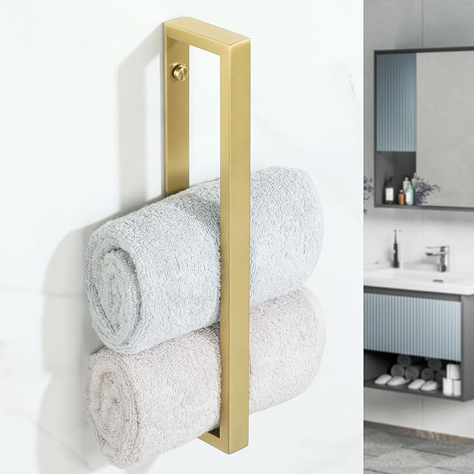 Alise Bathroom Towel Bar, Self Adhesive Hand Towel Holder, Two Usage Methods, 304 Stainless Steel Gold Towel Bar, Wall Mount Bath Towel Rack 12 Inch