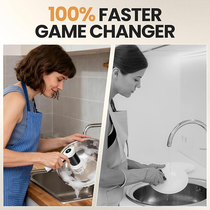 Electric Bathroom Cleaning Brush, Cordless Spin Scrubber with Full-Body IPX7 Waterproof Design and 6 Replaceable Brush Heads for Bathtub, Kitchen, Windows, and Home Cleaning