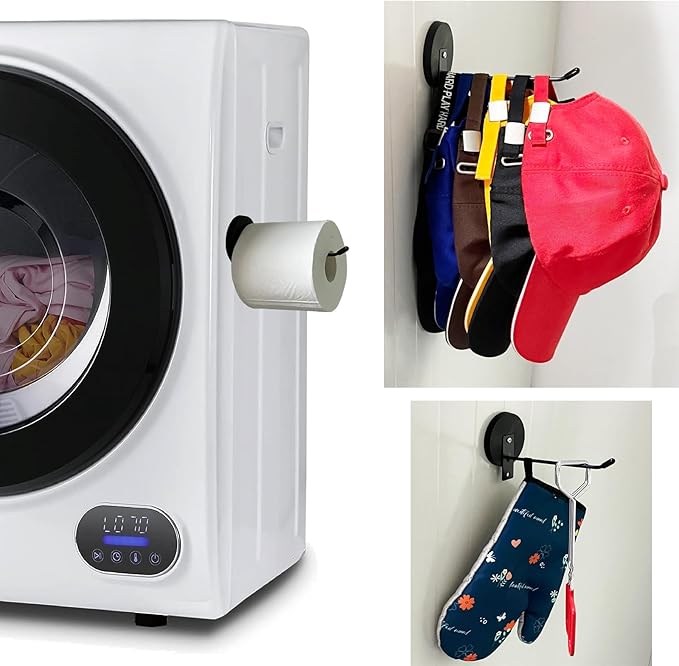 Magnetic Toilet Paper Roll Holder Tissue Roll Holder, Strong Magnet - for Refrigerator, Washer and Dryer Side, Boat, Van Camper,BBQ Grill - No Drilling or Nailing or glueing Needed (Black
